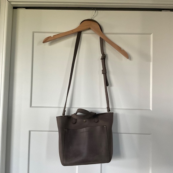 Portland Leather Goods Mini Crossbody Tote Bag w/ 2 Straps Groupie Gray - Picture 7 of 12